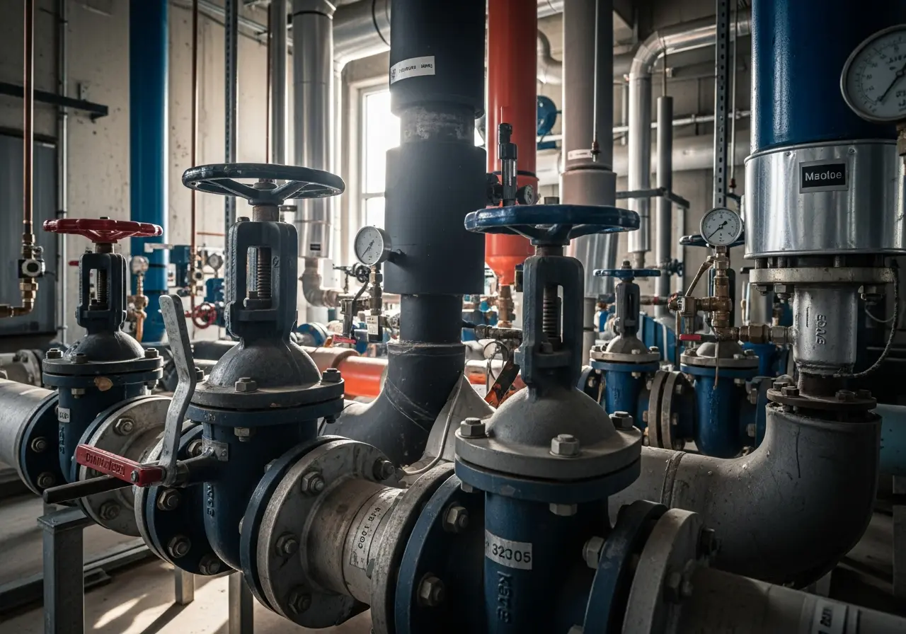 Close-up of plumbing hazards on a plumbing job site