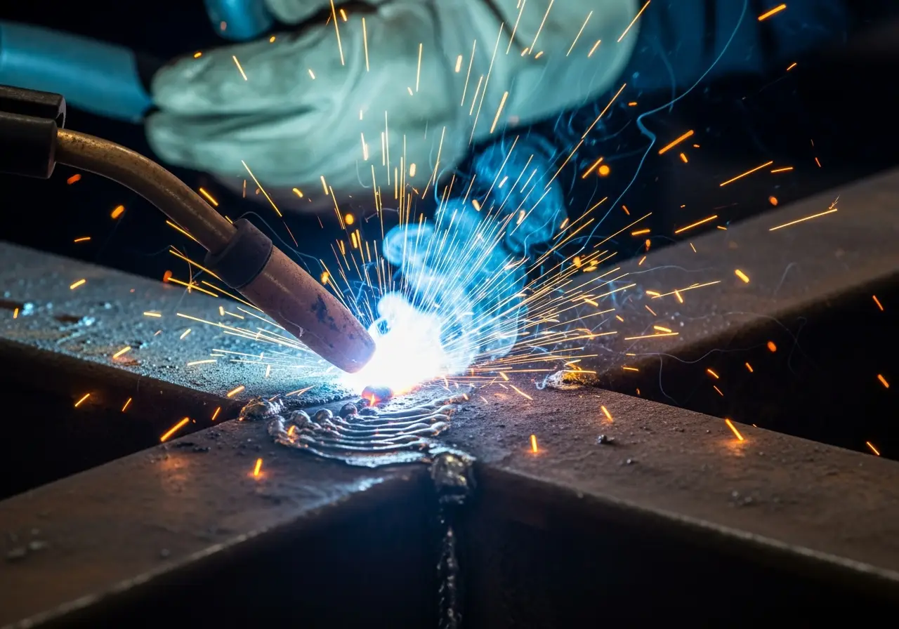 Close-up of welding hazards on a welding job site