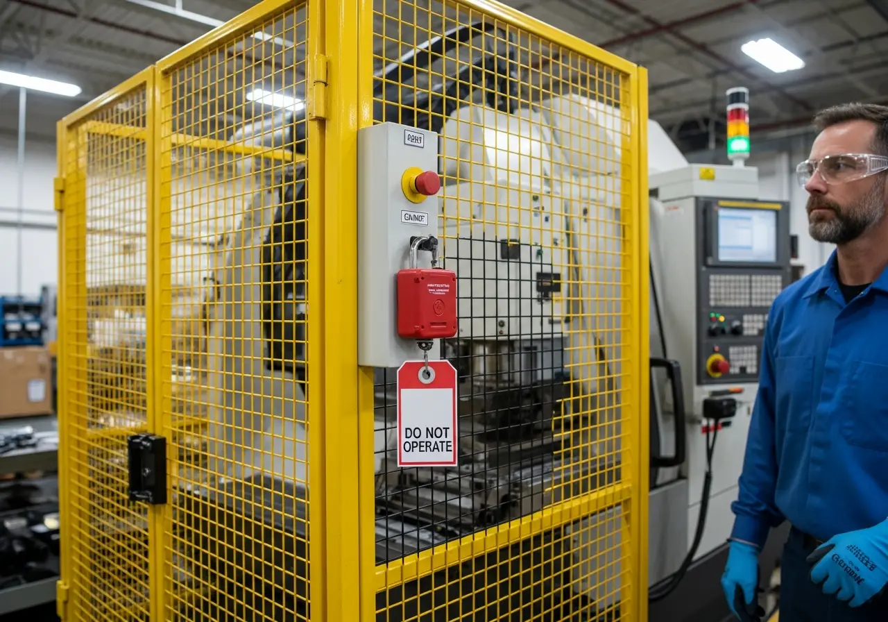 Proper safety controls and PPE on a manufacturing site