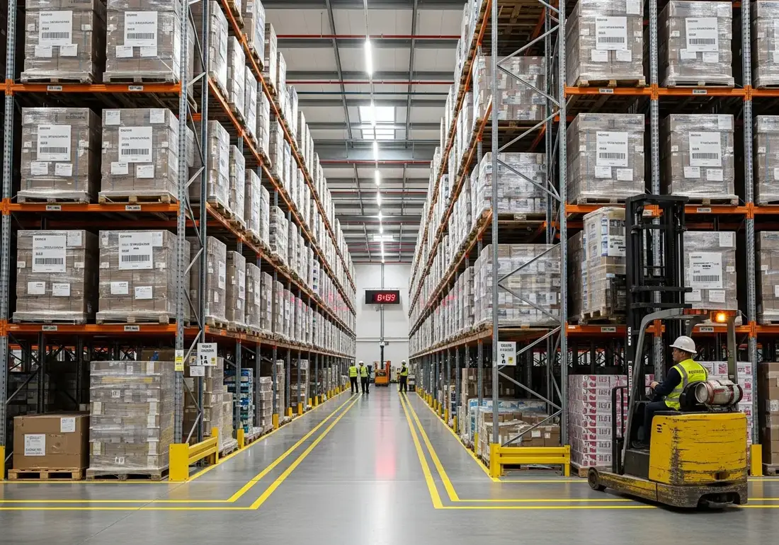 Proper safety controls and PPE on a warehousing site
